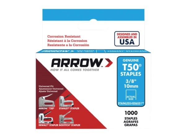 ARROW Staples For T50 10mm Stainless Steel Gr304