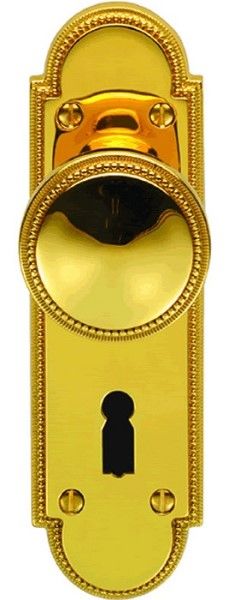  Beaded Knob Lockset Polished Brass