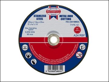 FAITHFULL Cut Off Disc For Metal Depressed Centre 230 X 1.8