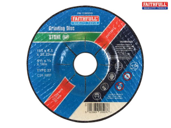FAITHFUL Depressed Grinding Disc Stone 115x6x22