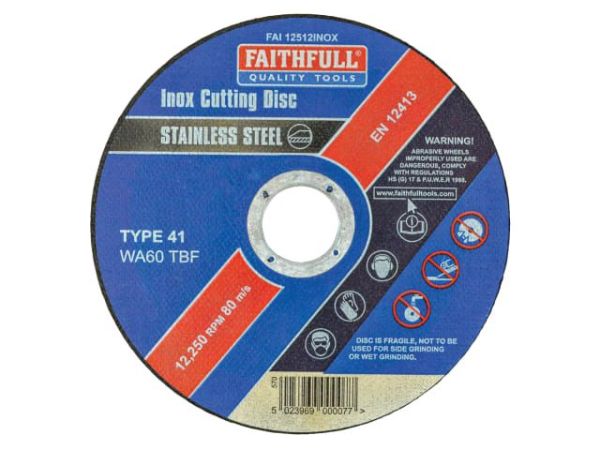 FAITHFULL FAI11512INOX Flat Cutting Disc Stainless Steel 115mm Xthin