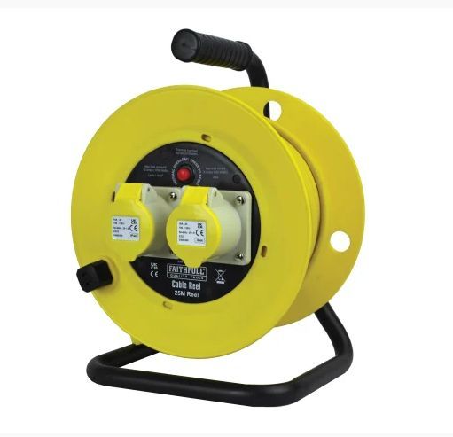 FAITHFULL FPPCR25ML Cable Reel 110V 25m 2-Socket 16A