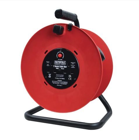 FAITHFULL FPPCR50M Cable Reel 230V 50m 2-Socket 13A