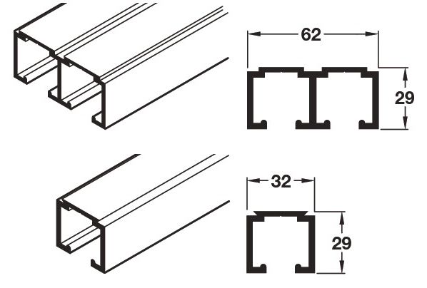 HAFELE 401.18.930 Double Top Track 3000mm Aluminium