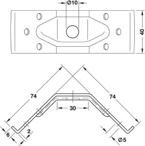 HAFELE 641.00.901 Corner Brace For Table Leg 40mm ZP