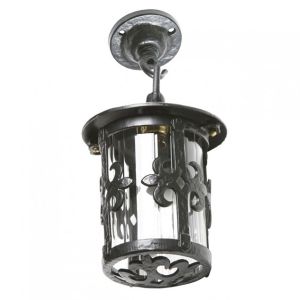 KIRKPATRICK 0405C Rnd Fleur Lantern W/- Ceiling Bracket AB