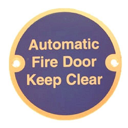  Sign Auto Fire Door Keep Clear 75mm Dia PB