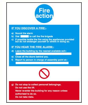  Sign Fire Action Notice Plas 200x300