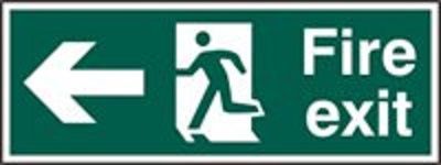  Sign Fire Exit Arrow Left Plas 400x150