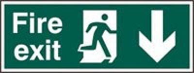  Sign Fire Exit Arrow Down S/adh 400x150