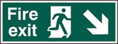  Fire Exit Arrow Down/right Plas 400x150