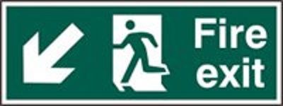  Sign Fire Exit Arrow Down/left Plas 600x200