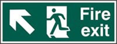  Sign Fire Exit Arrow Up/left S/adh 400x150