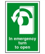  Sign Pic 'Turn To Open' Left S/Adh 100x150