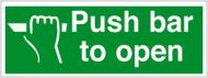  Sign 'Push Bar To Open' Plas 300x150