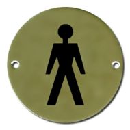  Pictogram Male 75mm Dia Polished Brass